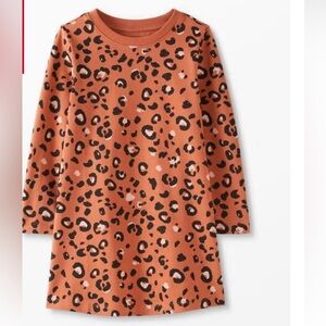 Hanna Andersson Long Sleeve T-Shirt Dress Brown Leopard On Canyon Sz 12/150cm*